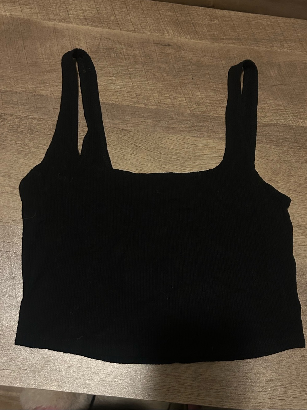 Forever 21 Black Ribbed Square-Neck Crop Tank